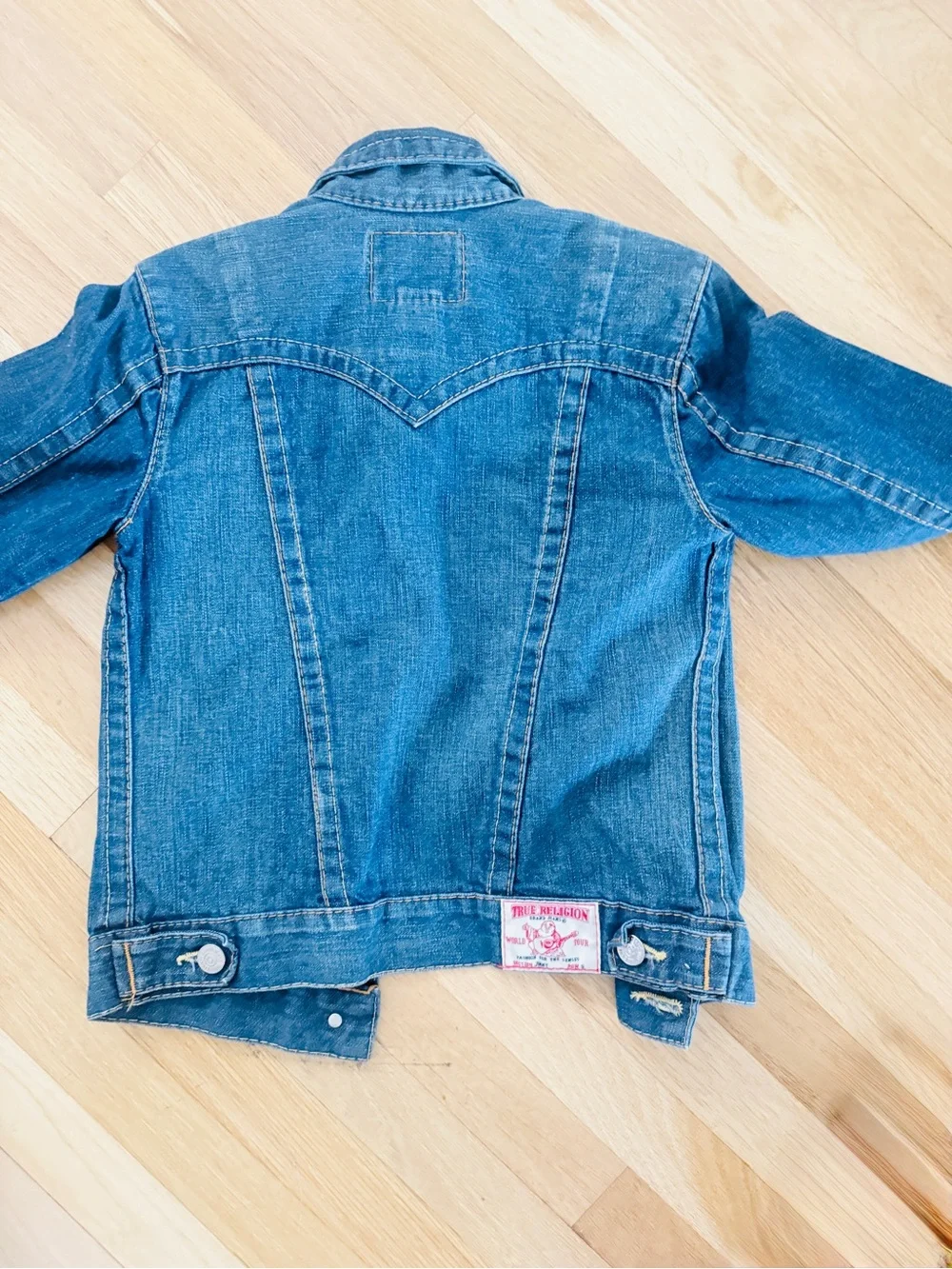 True Religion Men's Denim Jeans jacket  with Red Logo Patch